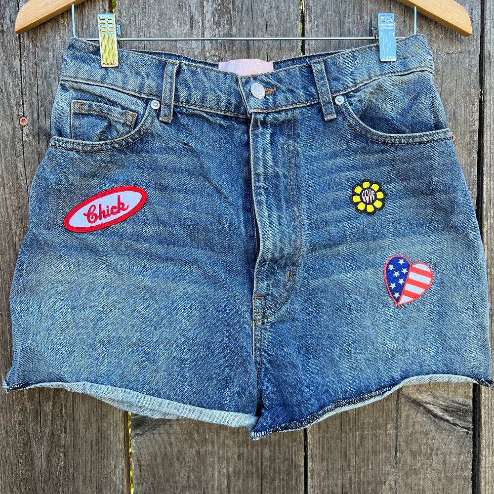 REVICE Patchwork Jean Shorts